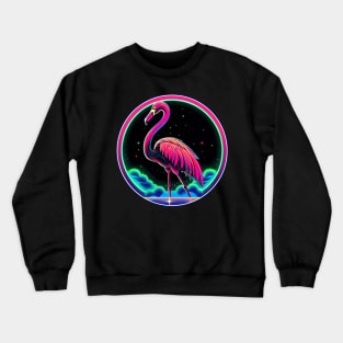 Flamingo Lover Cosmic Space Animals Tropical Beach Crewneck Sweatshirt